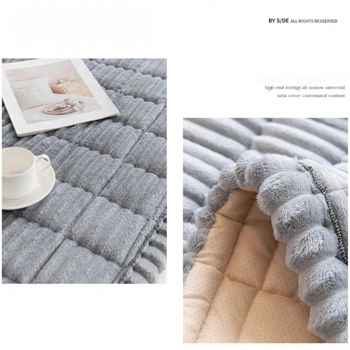 Quilted Stripe Flannel Sofa Pad – Thickened Winter Sofa Cover, Slipcover & Multiuse Sofa Towel