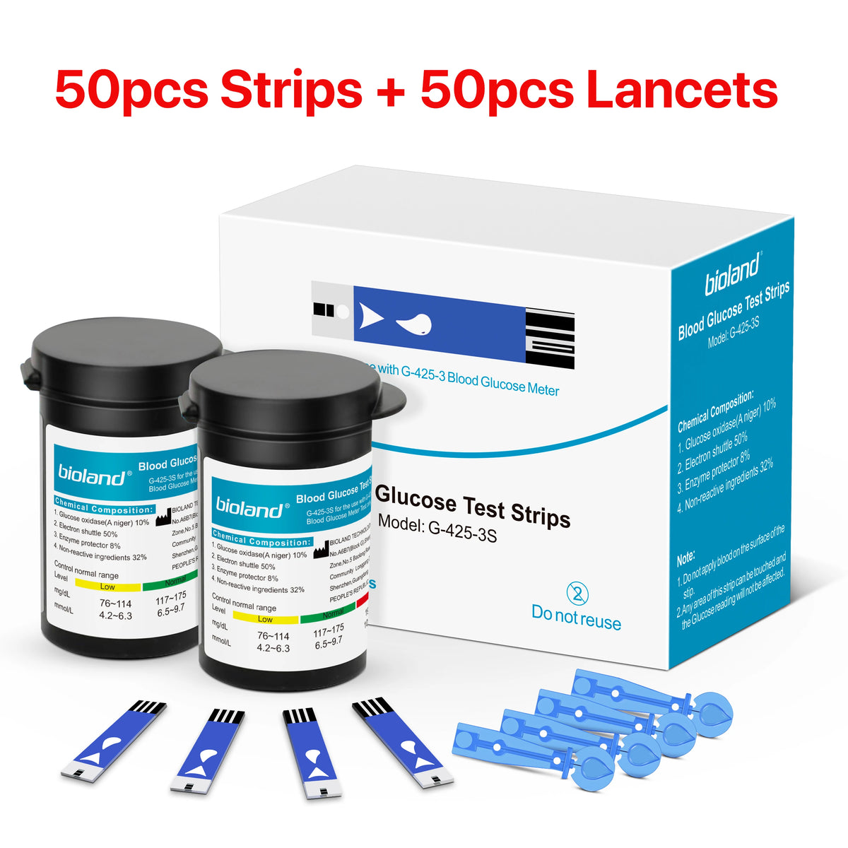 Linksun Blood Glucose Test Strips & Lancets – Compatible with G-425-2, G-427B & G-425-3 Glucometers (50/100/200/300/500 pcs)