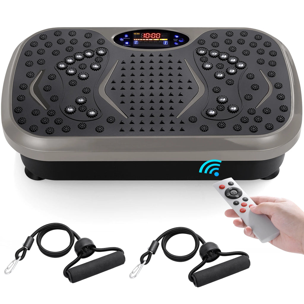 Vibration Plate Exercise Machine – Whole Body Workout Platform with Loop Bands for Home Training