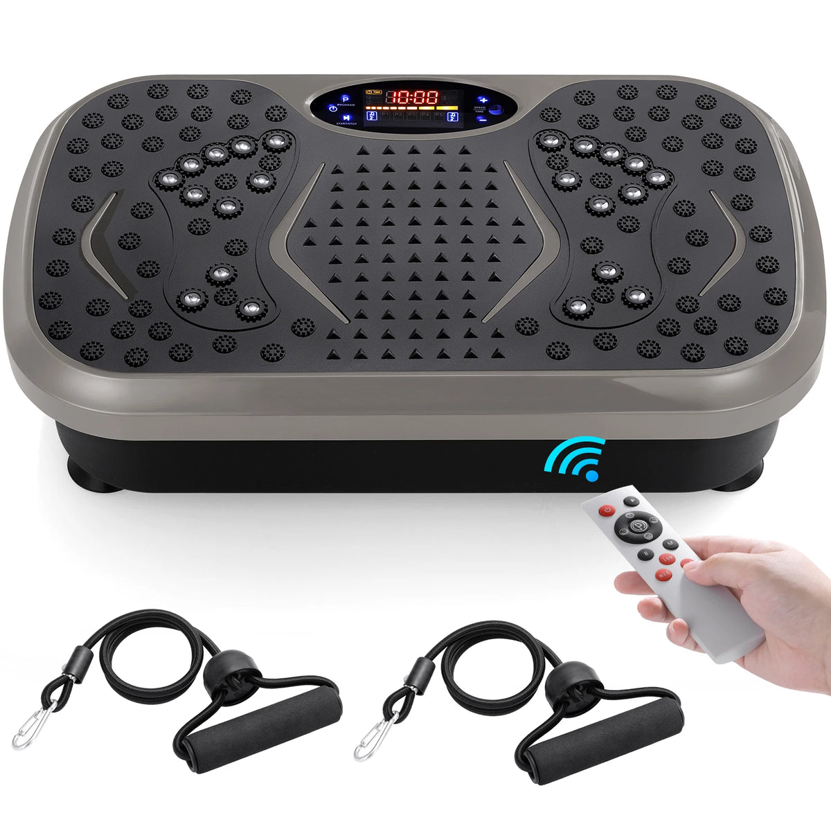 Vibration Plate Exercise Machine – Whole Body Workout Platform with Loop Bands for Home Training