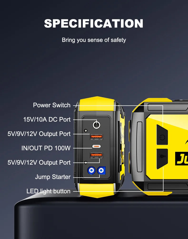 32000mAh Car Emergency Jump Starter — Portable Battery Booster with Power Bank