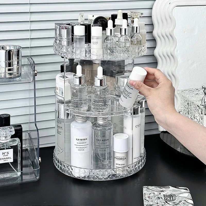 360° Rotating Adjustable Skincare Storage Rack