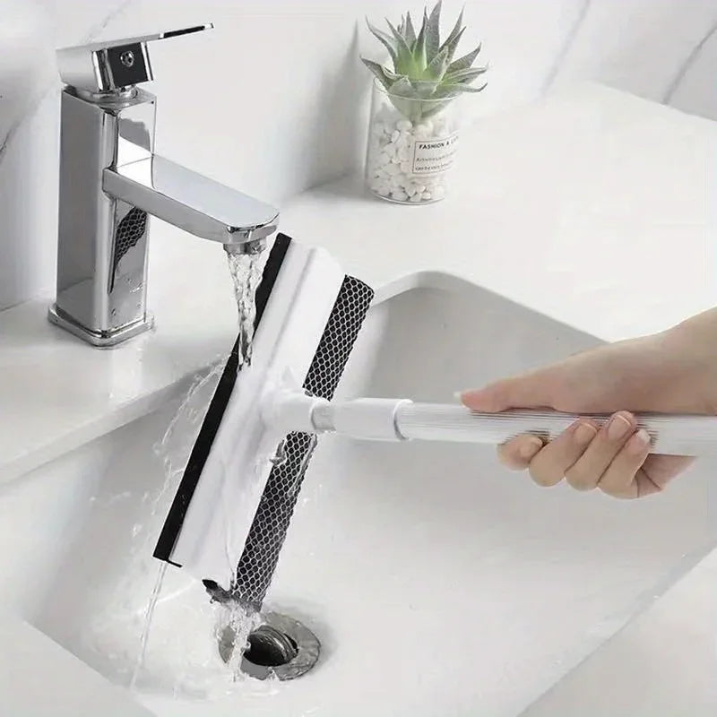 Squeegee Window Cleaner 2-in-1 – Retractable Pole Glass Brush for Car, Shower & Glass Door