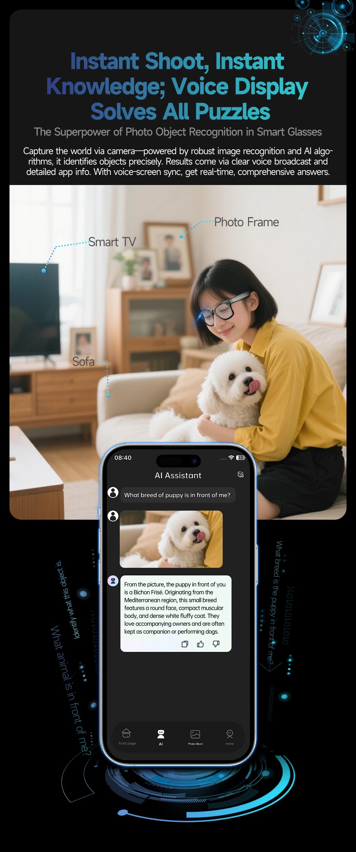 800W Camera AI Smart Glasses — Color-Changing Lenses, AI Translation, HD Video & Waterproof Calling