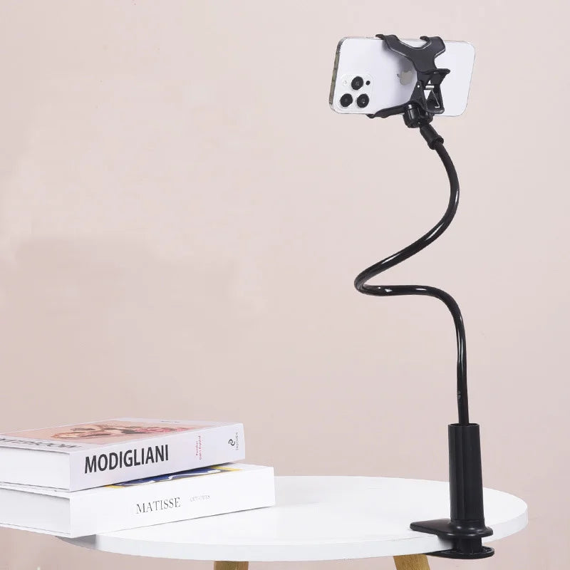 Hands-Free. Any Angle. Anywhere. — Flexible Gooseneck Long Arm Phone Holder Clamp Bracket | Bedside, Desktop, Overhead Live Streaming, White & Black