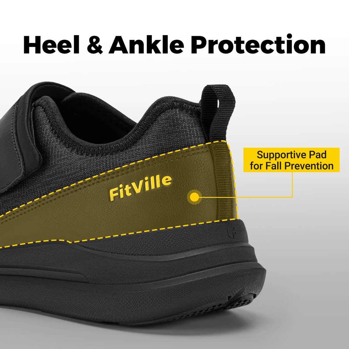 Men's Wide Diabetic Walking Shoes – Anti-Slip Easy-On Orthopedic Shoes for Elderly Foot Pain Relief & Swollen Feet