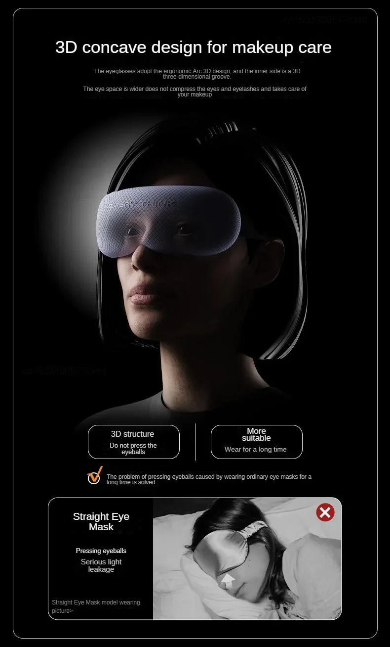 3D Stereoscopic Sleep Eye Mask – Adjustable, Breathable, Light-Blocking for Travel & Home