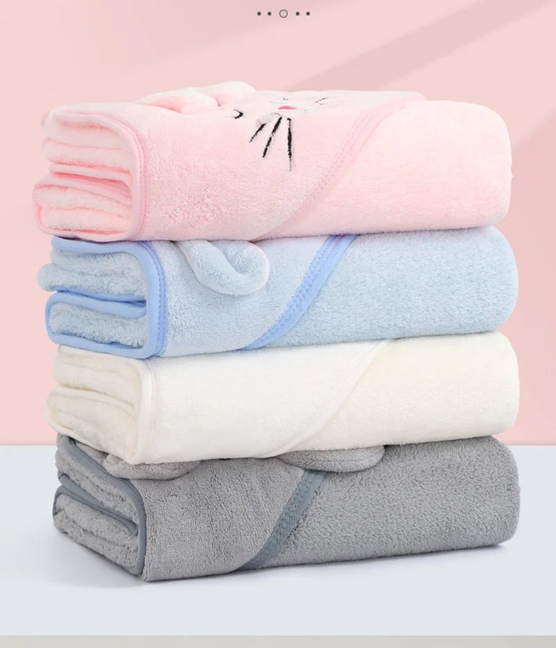 Cartoon Animal Hooded Baby Bath Towel – Soft Newborn Bathrobe & Swaddle Wrap for Boys & Girls