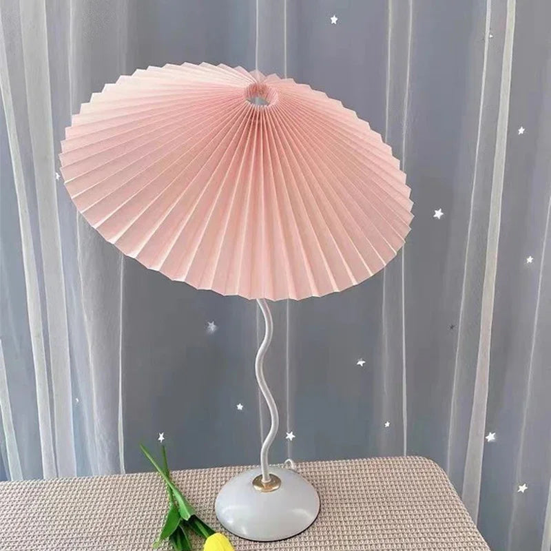 Retro LED Table Lamp – White Shade & Black Base