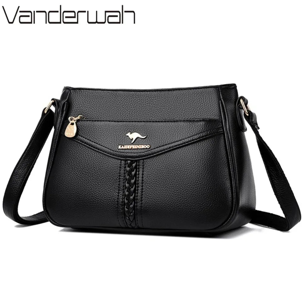 VANDERWAH Luxury PU Flap Shoulder Bag – Letter & Sequin Designer Crossbody Handbag for Women