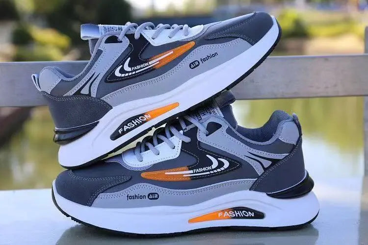 Men's Lightweight PU Leather Casual Sneakers – Breathable Tennis & Running Shoes