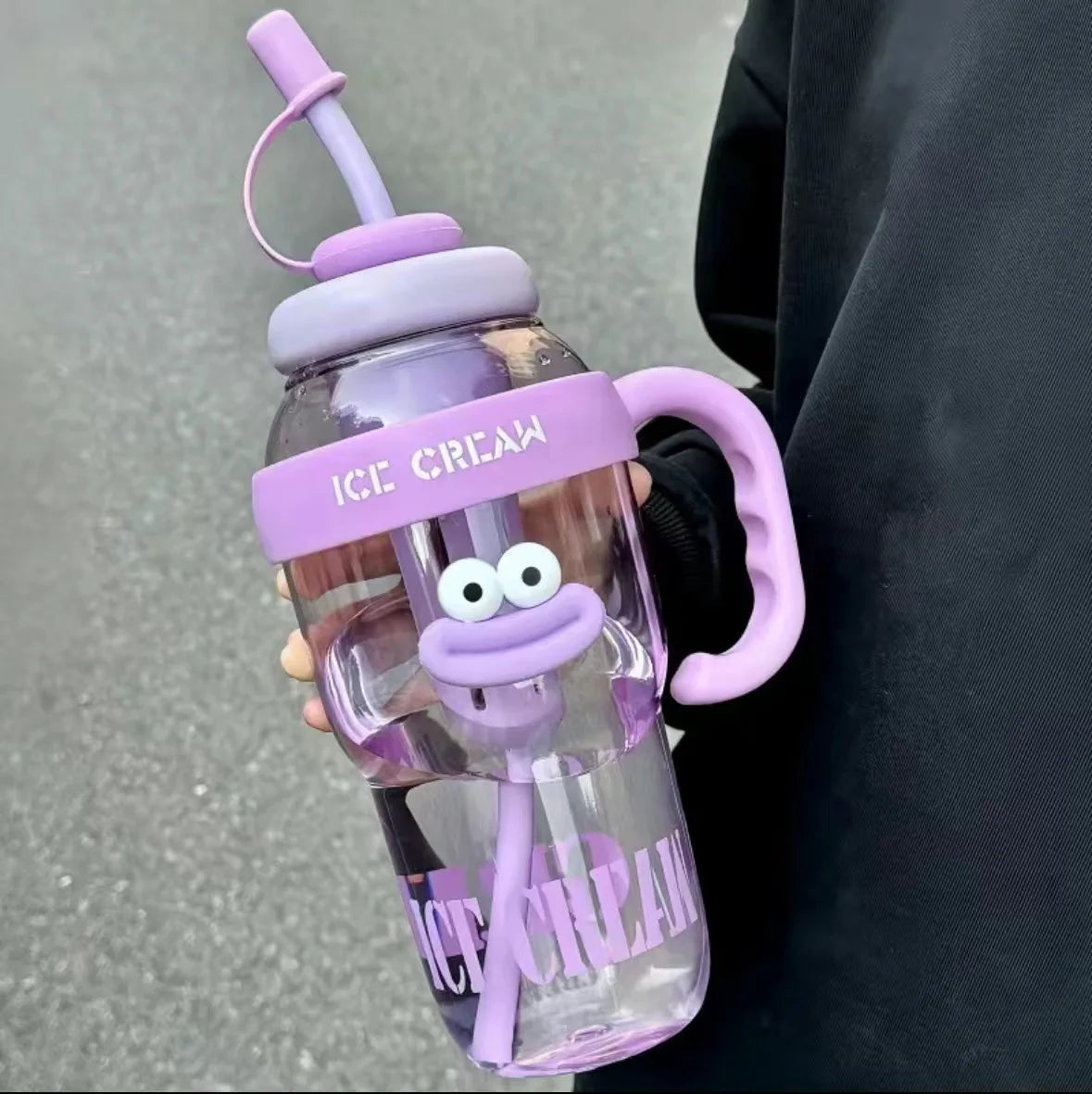 1100ml Cute Aesthetic Water Bottle with Straw & Tea Infuser – Large Capacity BPA-Free PC Cup for Women, Outdoor & Travel