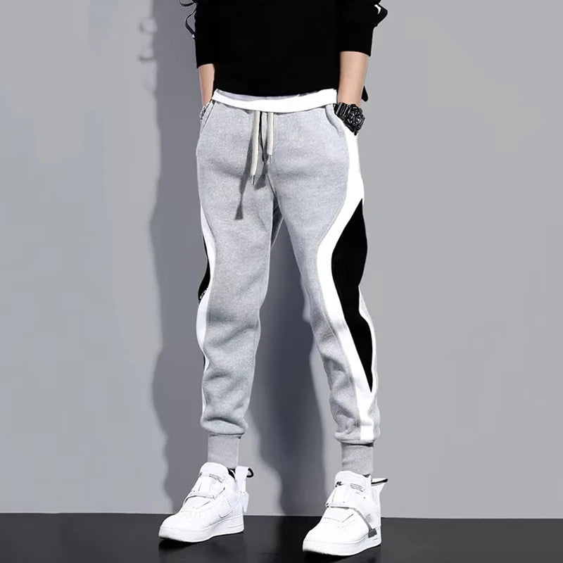 Men's Wide Leg Patchwork Nine-Point Pants — Cropped Streetwear Trousers