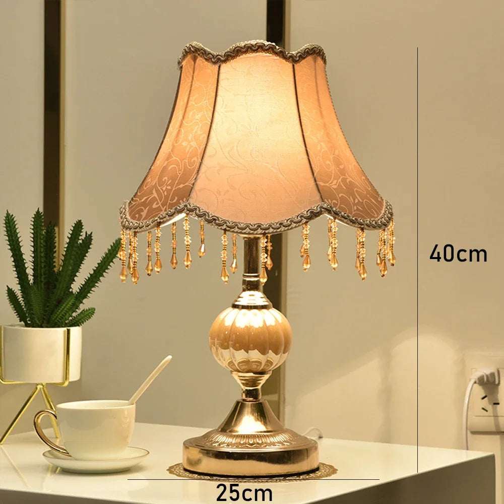 Bedside Lamp – Fabric Shade & Gold or White Base