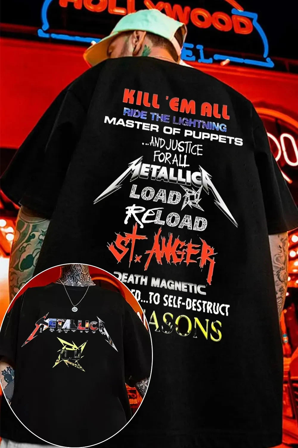 Metallica Rock Band Graphic T-Shirt — 100% Cotton Streetwear Tee for Men & Women