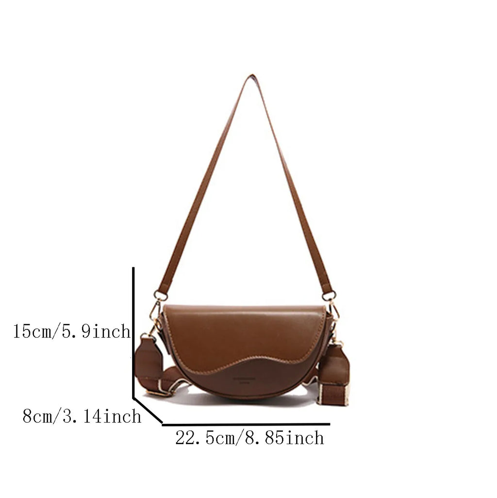 Minimalist Split Leather Waterproof Saddle Crossbody Underarm Bag – Casual Shoulder Bag for Women