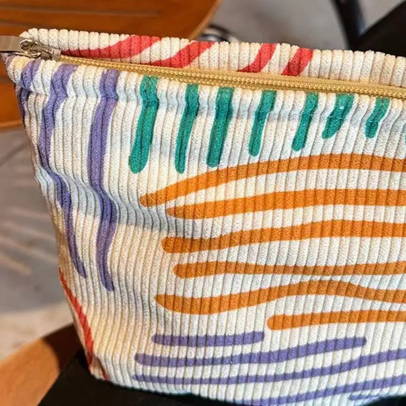Large Capacity Corduroy Travel Cosmetic Bag