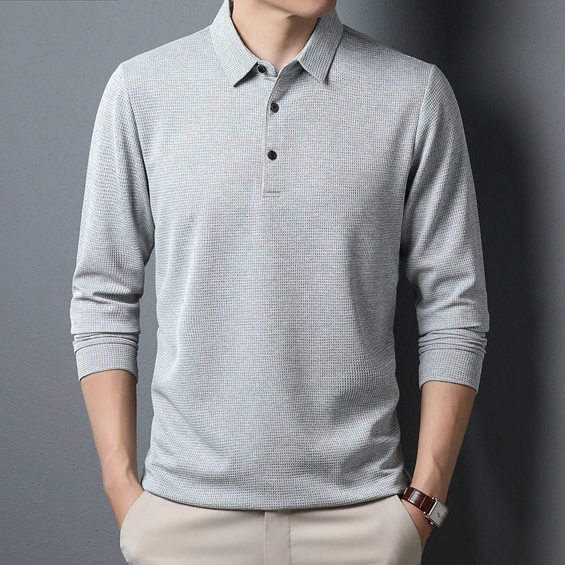 Men's Business Casual Long Sleeve Polo Shirt — Smart Everyday Polo