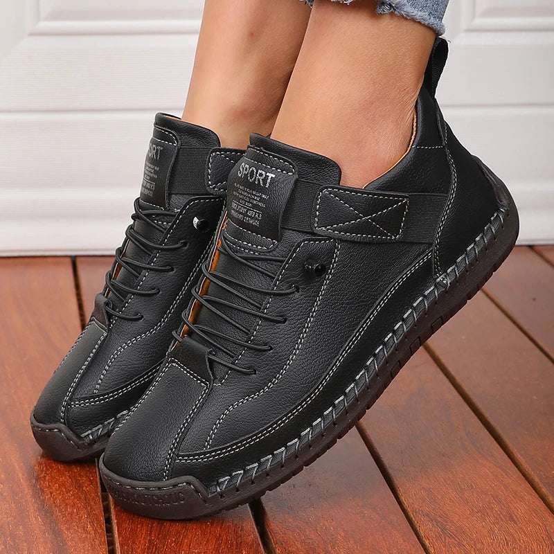 Faux Leather Lace-Up Casual Loafers