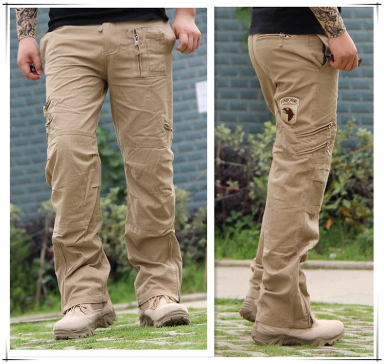 Men's Tactical Cargo Pants — Multi-Pocket Cotton Camouflage Outdoor Work Trousers