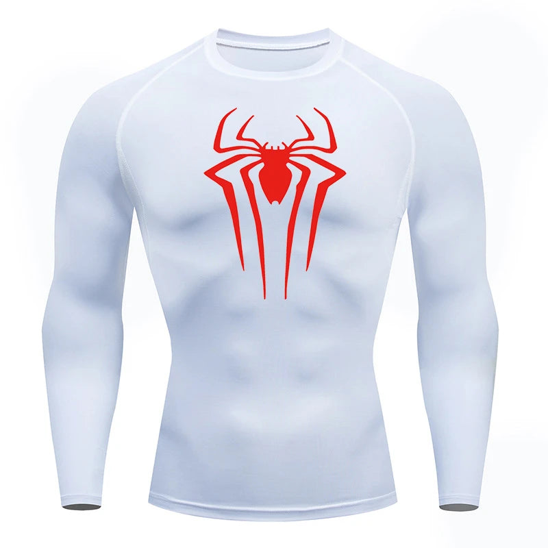 Men's Spider Print Compression Long Sleeve Shirt — Graphic Performance Base Layer
