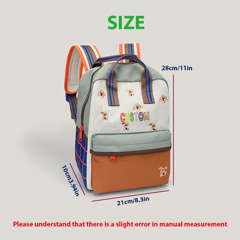 Custom Embroidered Heart Quilted Backpack – Personalized Cartoon Casual Bag
