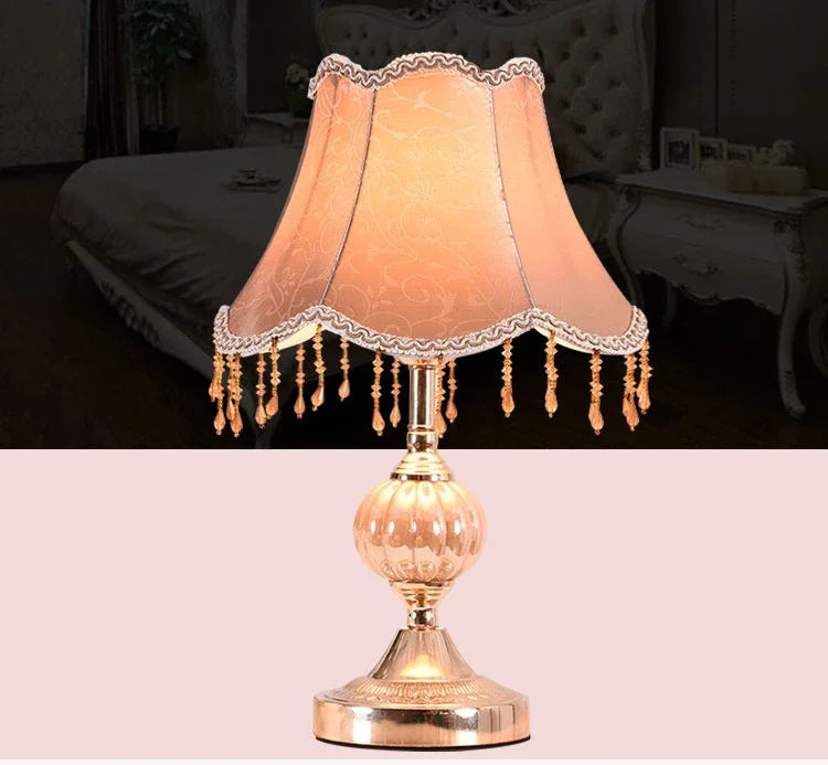 Bedside Lamp – Fabric Shade & Gold or White Base