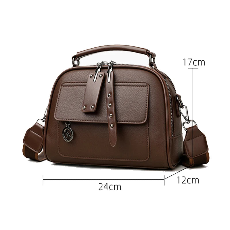 3-Layer Soft PU Leather Crossbody Shoulder Tote – Large Capacity Designer Messenger Bag for Women