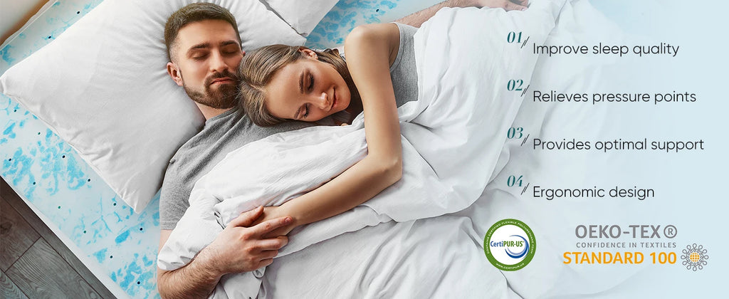 JHK 2"-3" Thick Gel Cooling Memory Foam Mattress Topper – Soft, Breathable Queen Size Bed Topper