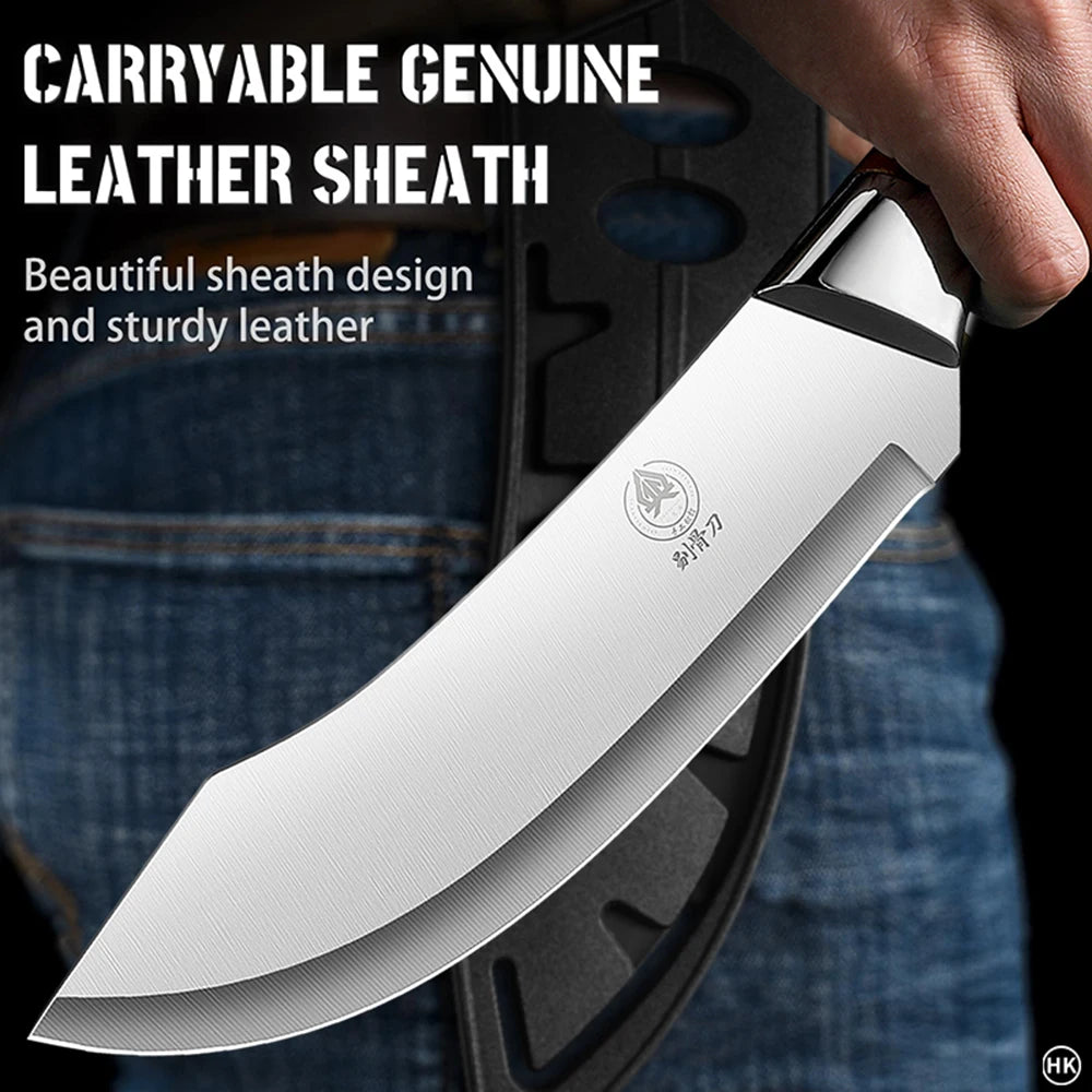 Stainless Steel Boning & Butcher Knife — Ultra-Sharp Curved Blade for Professional Cutting