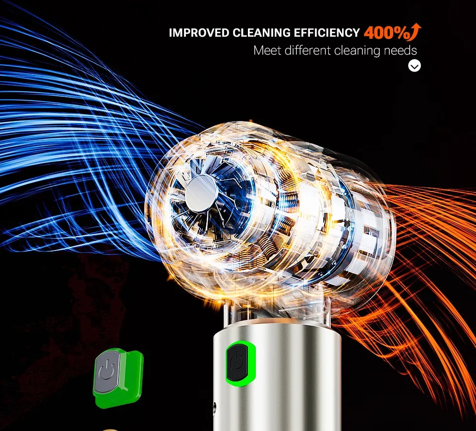 Cordless Car Vacuum & Blower – Detachable Battery & LED