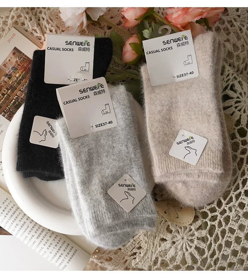 Thick Cashmere-Blend Winter Crew Socks