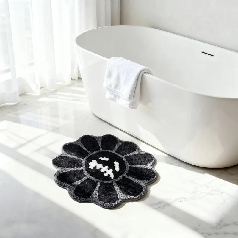 Dark Gothic Sunflower Rug – Absorbent Non-Slip Bath Mat & Bedside Carpet for Bedroom & Living Room