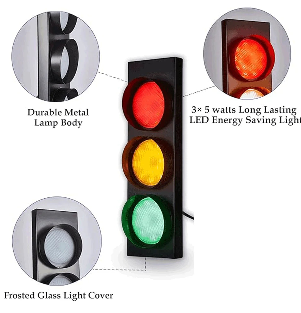 Traffic Light Wall Lamp – LED & Remote Control