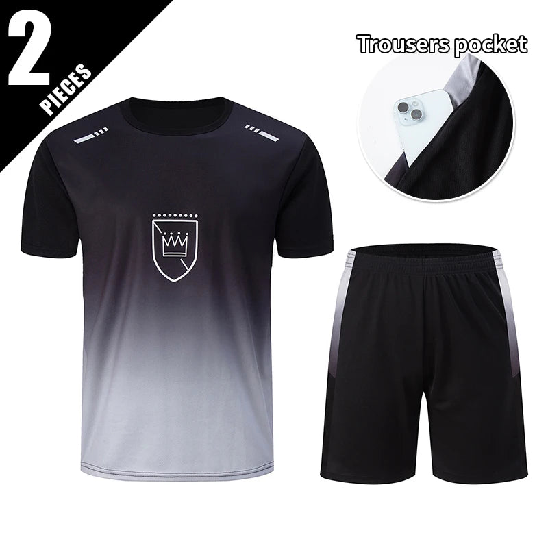 Men's Quick-Dry Short Sleeve & Shorts Set – Plus Size Leisure Running Fitness 2–6 Piece
