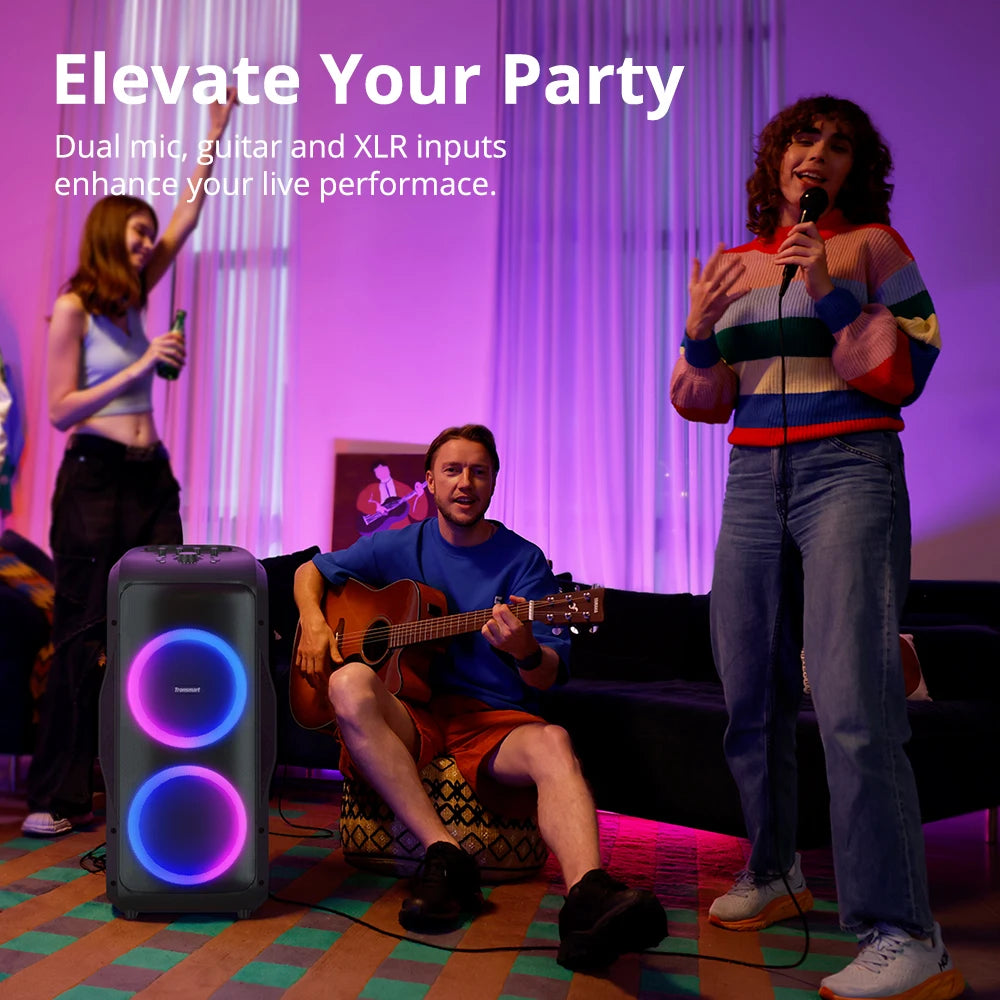 Tronsmart Halo 300 Party Speaker 240W — Bluetooth 5.3, 20H Battery, Mic/Guitar/XLR Input, Light Show