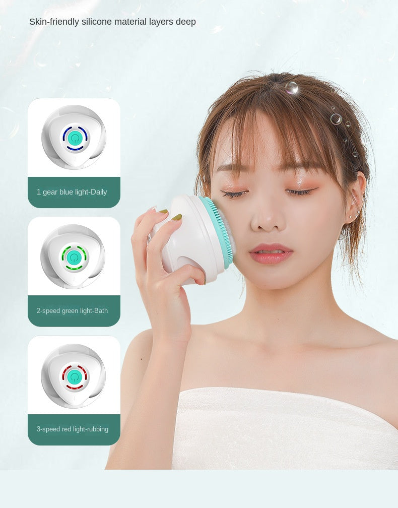 Silicone Electric Body Scrubber – IPX7 Waterproof Cordless Shower Brush with Back Massage & Exfoliating Heads