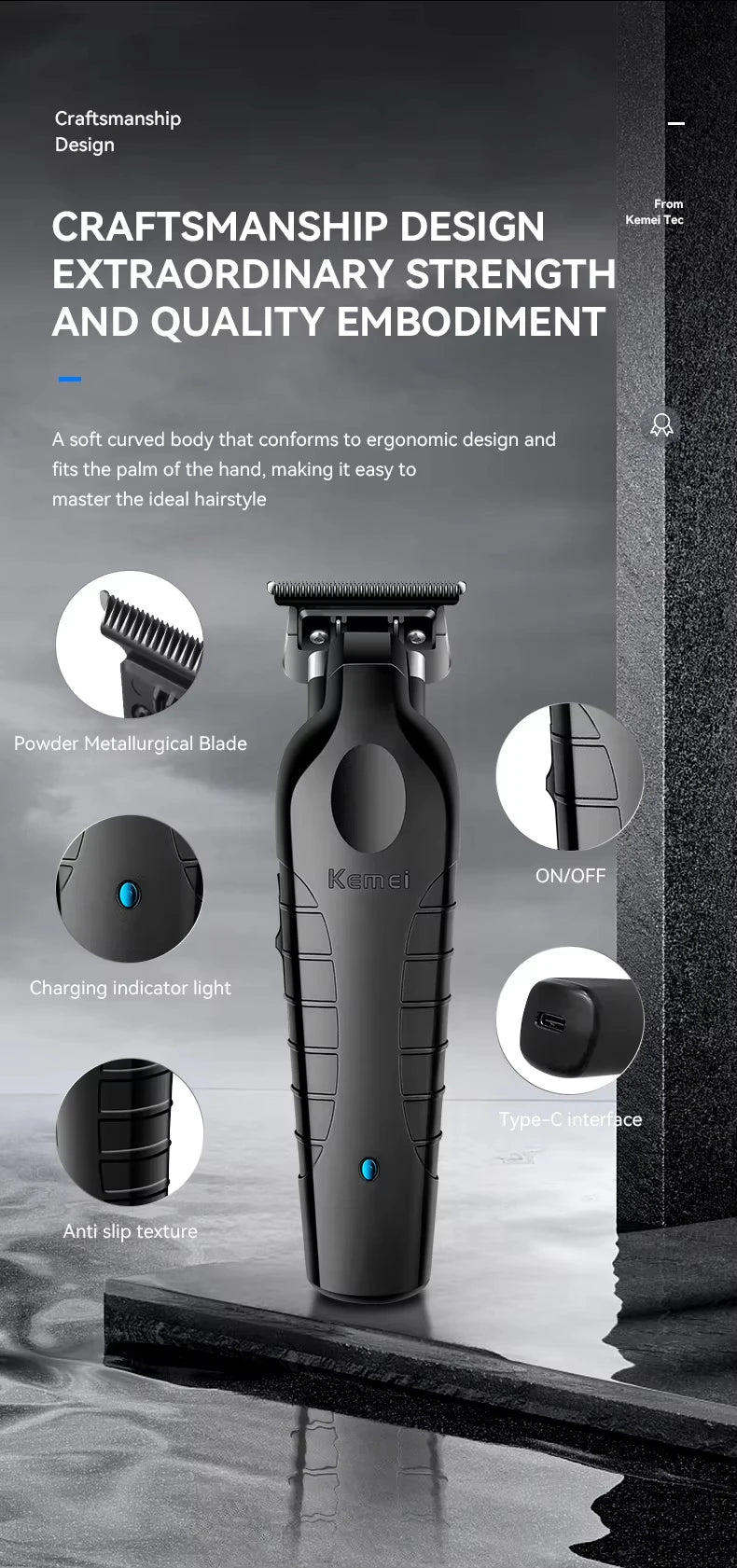 Kemei KM-2299 & KM-1102 USB Rechargeable Hair Clipper Kit – Rotary Motor, 180-Min Runtime