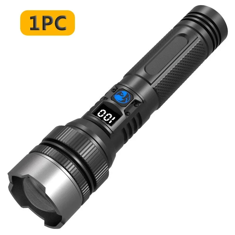 100000LM Super Bright Rechargeable LED Flashlight – Long Range Waterproof Camping Torch