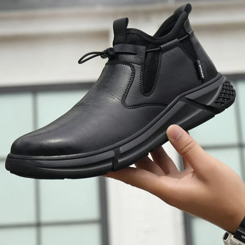 Men's Black Waterproof Metal-Toe Work Shoes