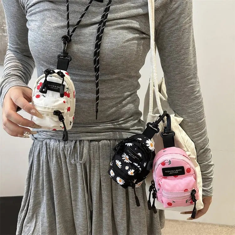 Women Small Bag Mini Lipstick Headphones Trendy Fashionable Pendant Bag Simple Niche Design Fabric Single-shoulder Crossbody Bag