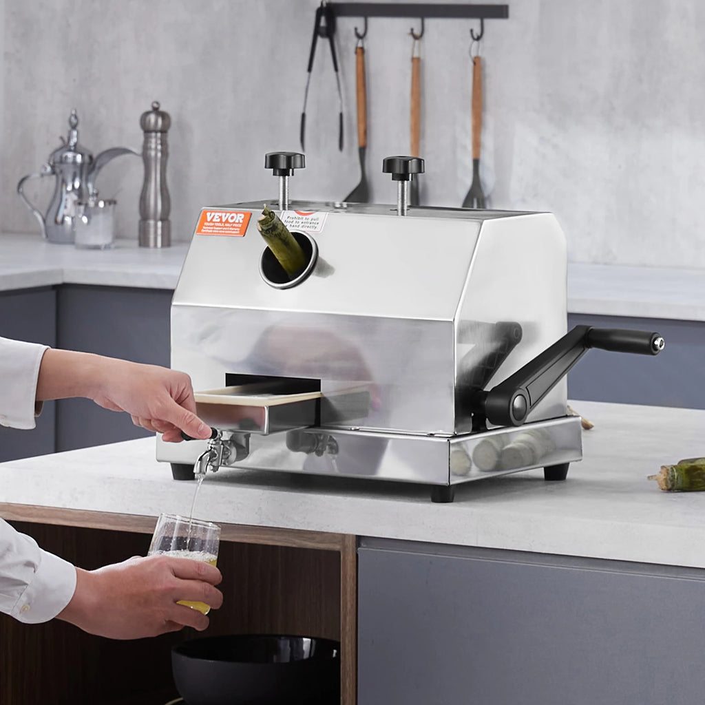Commercial Sugarcane Juicer 110 LBS/H — 3 Stainless Steel Rollers, 2.4" Large Inlet