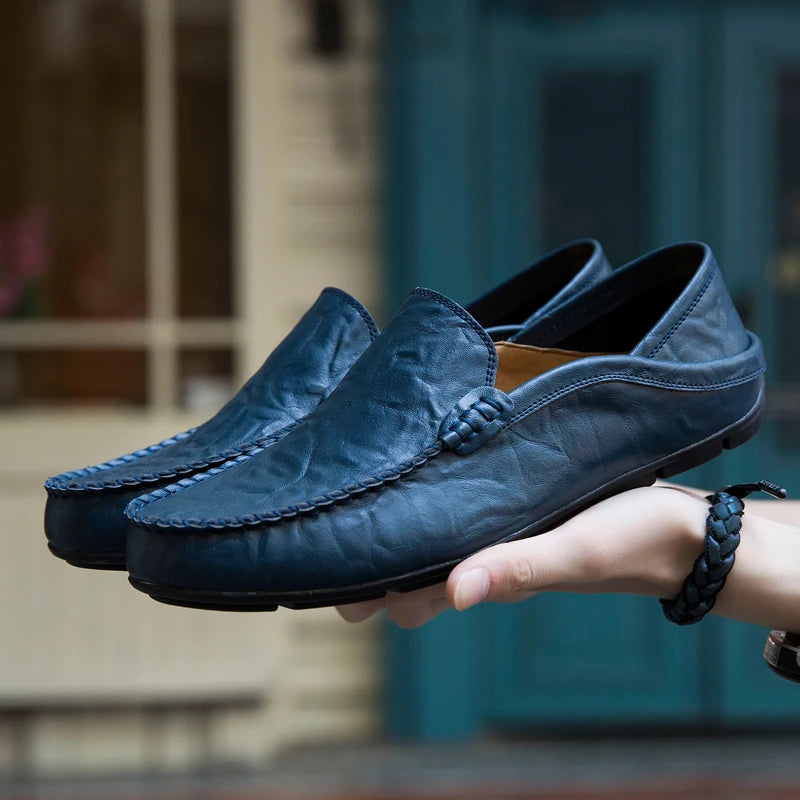 Men's Cow Leather Slip-On Boat Loafers