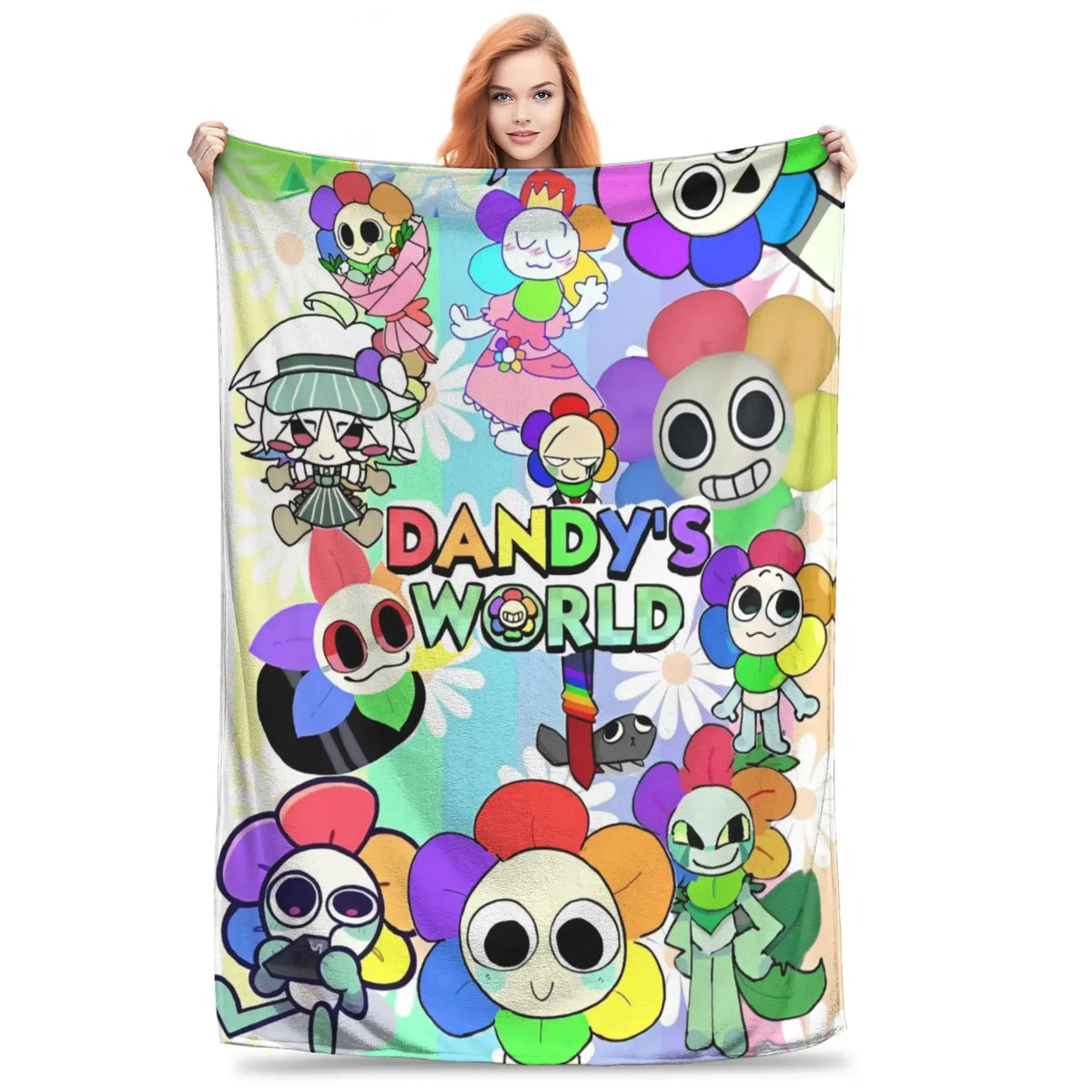 Dandy's World Pebble Fleece Throw Blanket – Soft Novelty Character Print, 5 Sizes