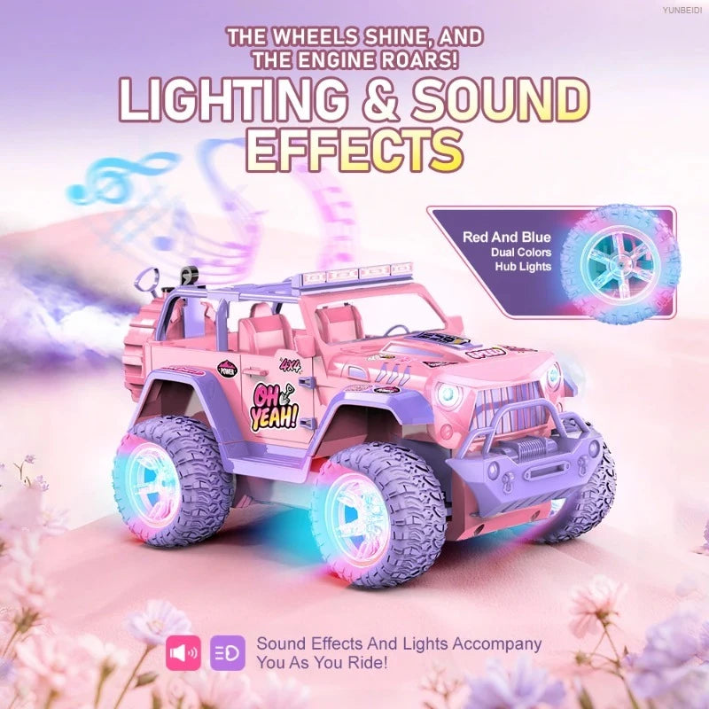 1:16 Pink Remote Control Car 2.4G_Hz Spray Music Light DIY Sticker Racing Car 1:18 Climbing Off-road Toy Car Kids Festival Gifts