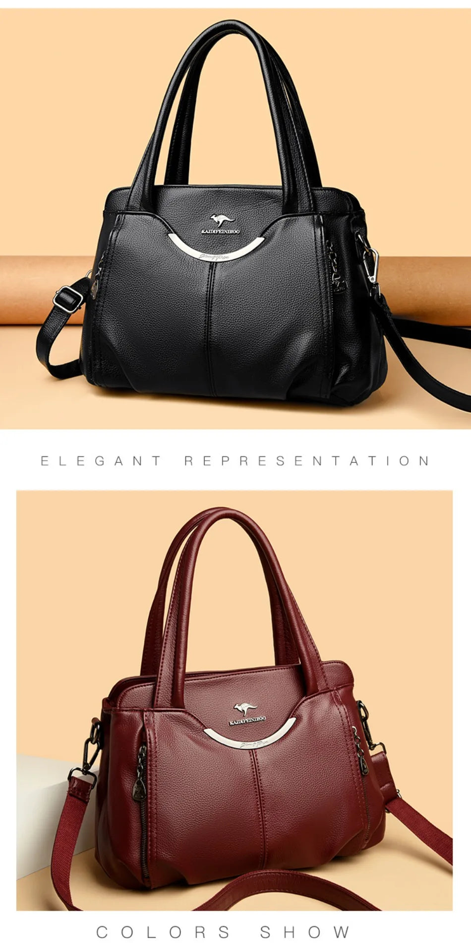 Genuine Leather Luxury Tote Crossbody Shoulder Bag – Large Casual Handbag for Women