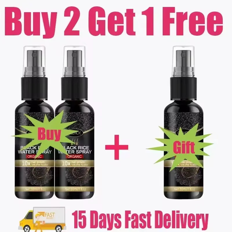 Black Rice Hair Growth Serum Spray — Anti Hair Loss Scalp Treatment for Men & Women