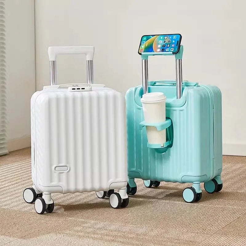 14-Inch Boarding Luggage – Cup Holder & Phone Holder