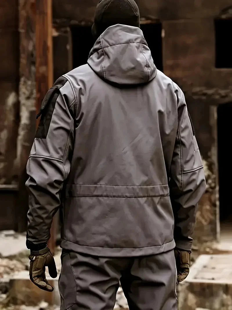 Men's Military Tactical Soft Shell Jacket – Waterproof Windproof Hooded Outdoor Coat