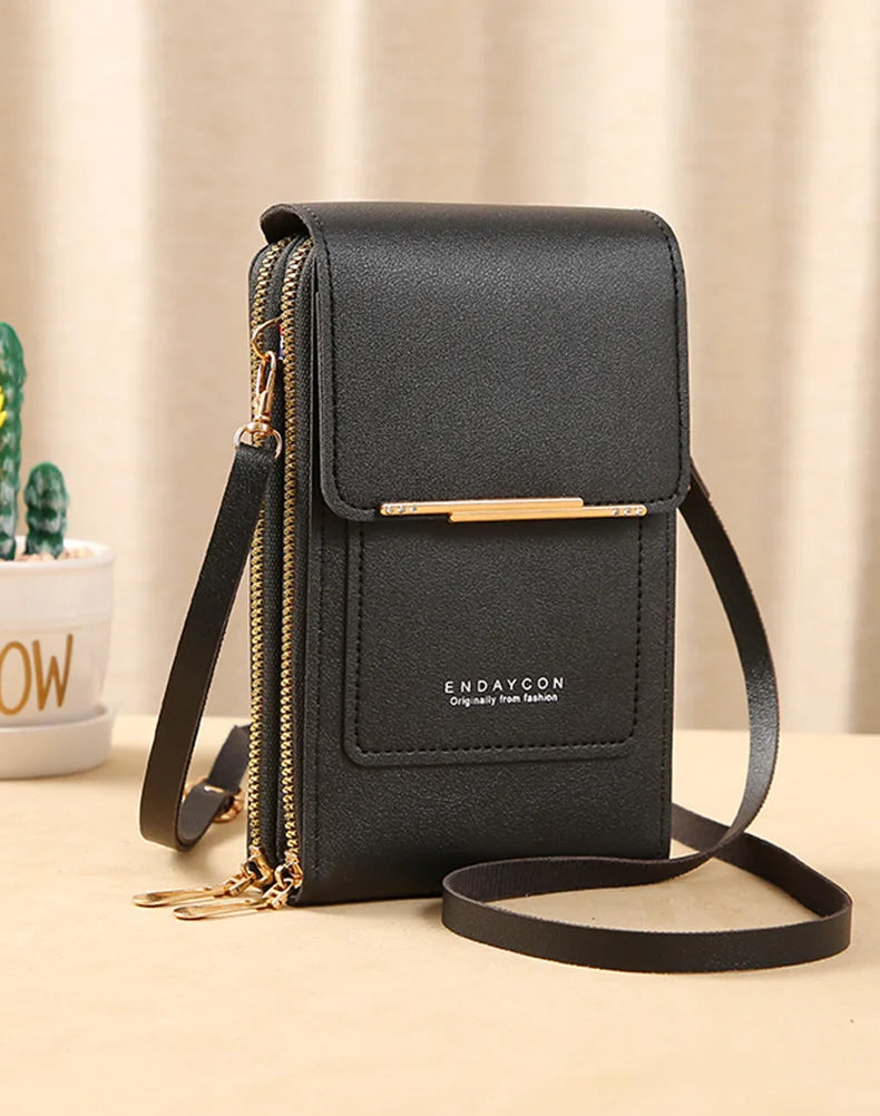Women Crossbody Shoulder Bags Wallets Touch Screen Cell Phone Purse Soft Leather Strap Handbag for Female Luxury Messenger Bags
